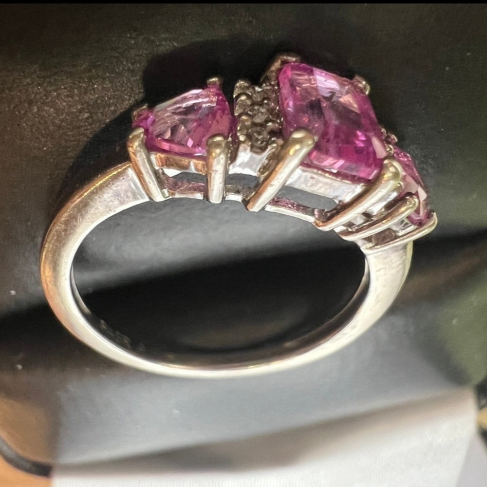 Vintage Genuine Diamonds Pink Sapphire Ring Size is about a 5. See photos - Picture 8 of 13